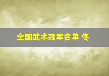 全国武术冠军名单 佟